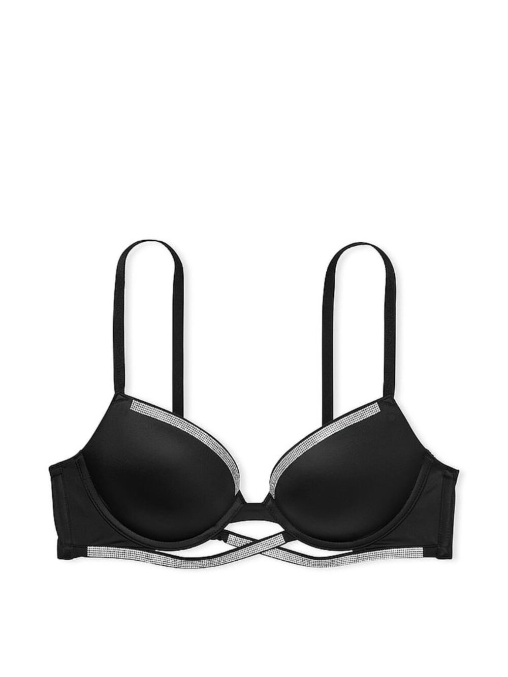 New! Victoria’s Secret Black Shine Cradle Push-Up Bra 32B 34519
